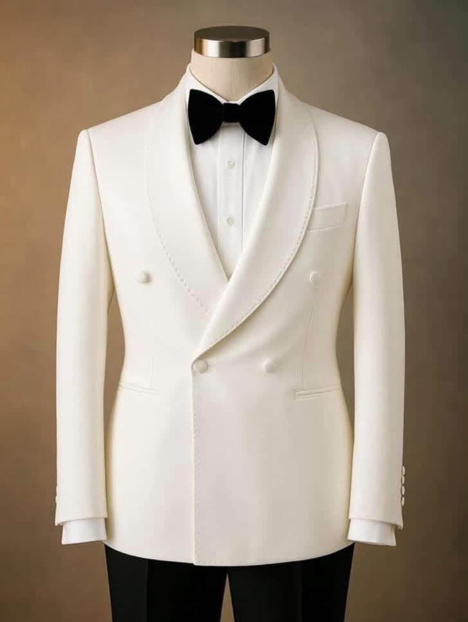White Double-Breasted Tuxedo Jacket view 1